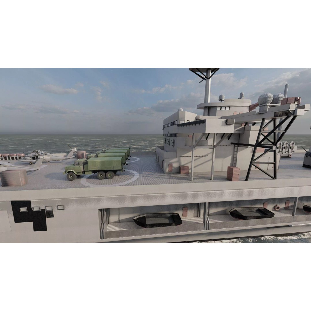 US Navy Amphibious Assault Ship 3D Model – Detailed Military Watercraft, FBX - View 12