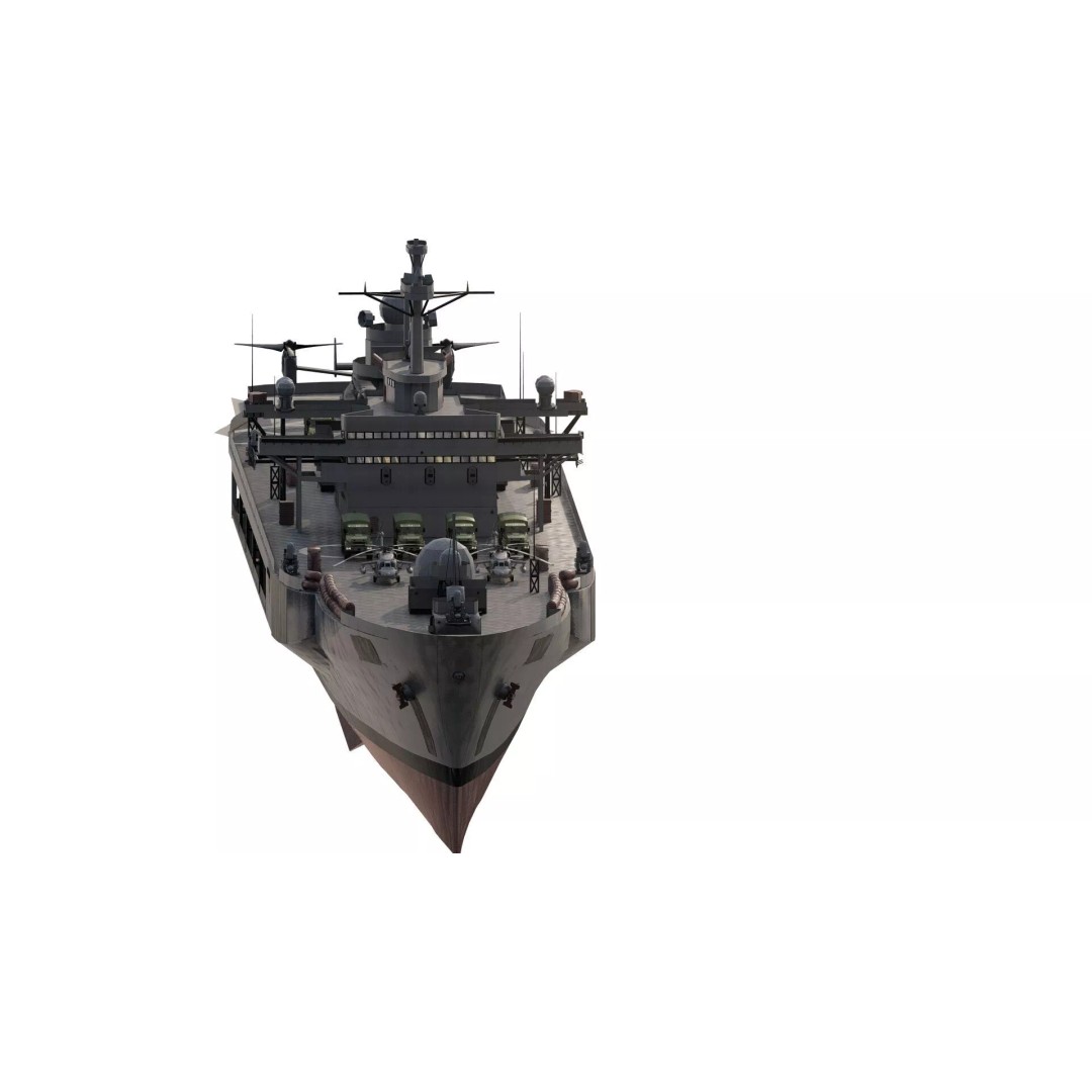US Navy Amphibious Assault Ship 3D Model – Detailed Military Watercraft, FBX - View 4