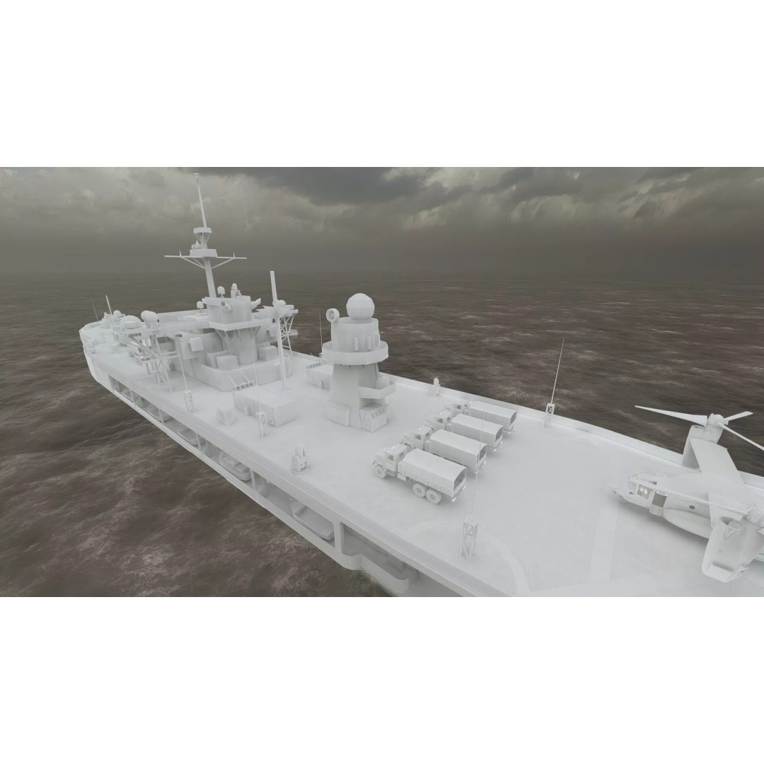 US Navy Amphibious Assault Ship 3D Model – Detailed Military Watercraft, FBX - View 43