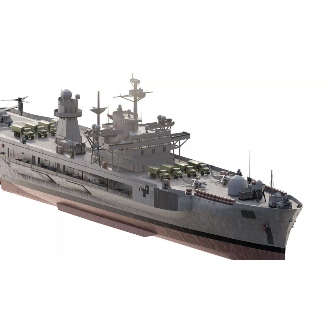 US Navy Amphibious Assault Ship 3D Model – Detailed Military Watercraft, FBX - View 5
