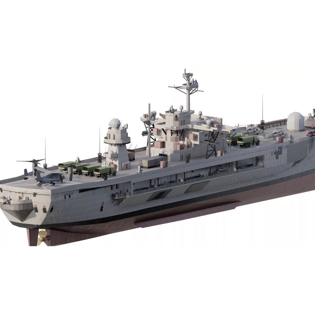 US Navy Amphibious Assault Ship 3D Model – Detailed Military Watercraft, FBX - View 6