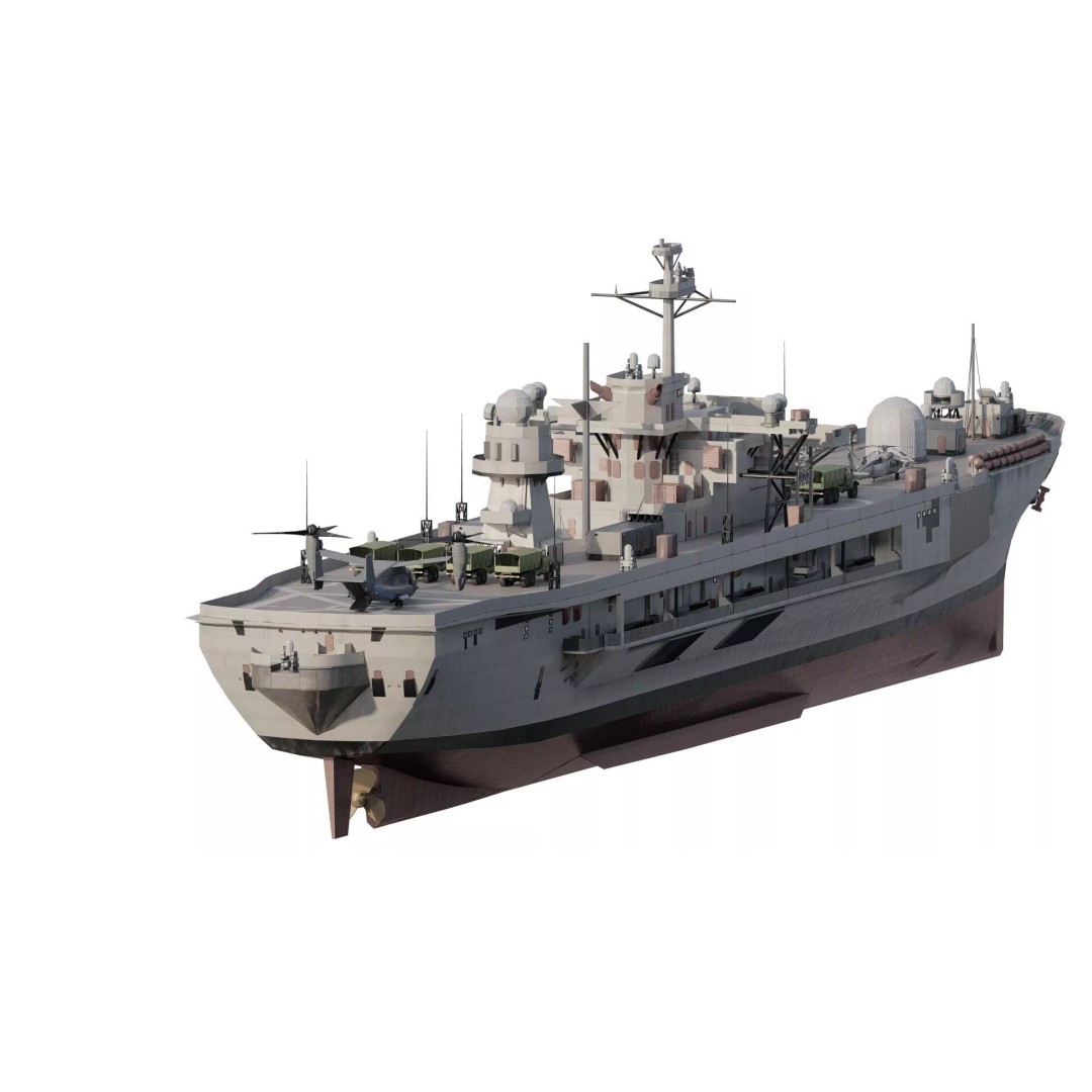 US Navy Amphibious Assault Ship 3D Model – Detailed Military Watercraft, FBX - View 7