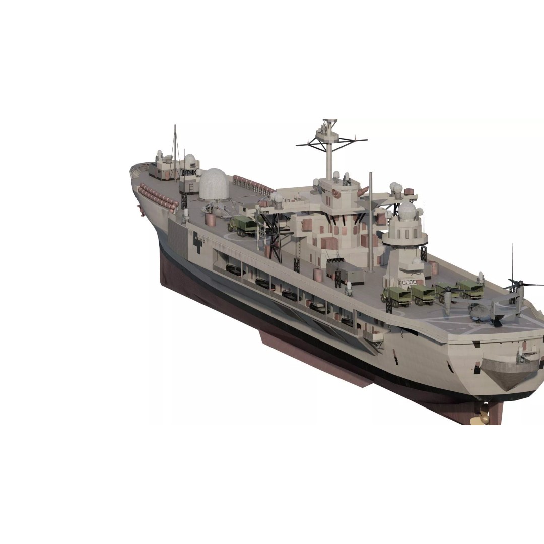 US Navy Amphibious Assault Ship 3D Model – Detailed Military Watercraft, FBX - View 8