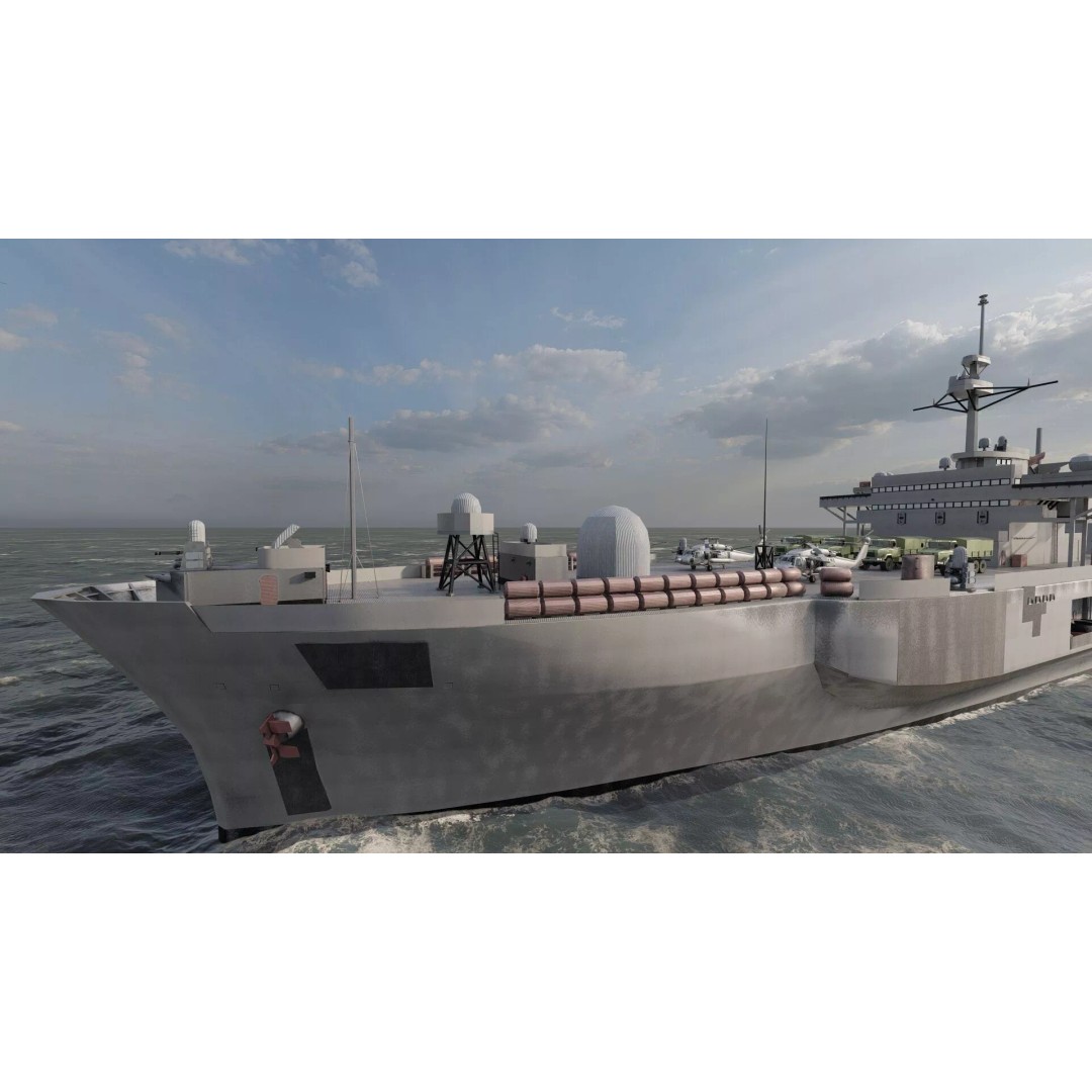 US Navy Amphibious Assault Ship 3D Model – Detailed Military Watercraft, FBX - View 9