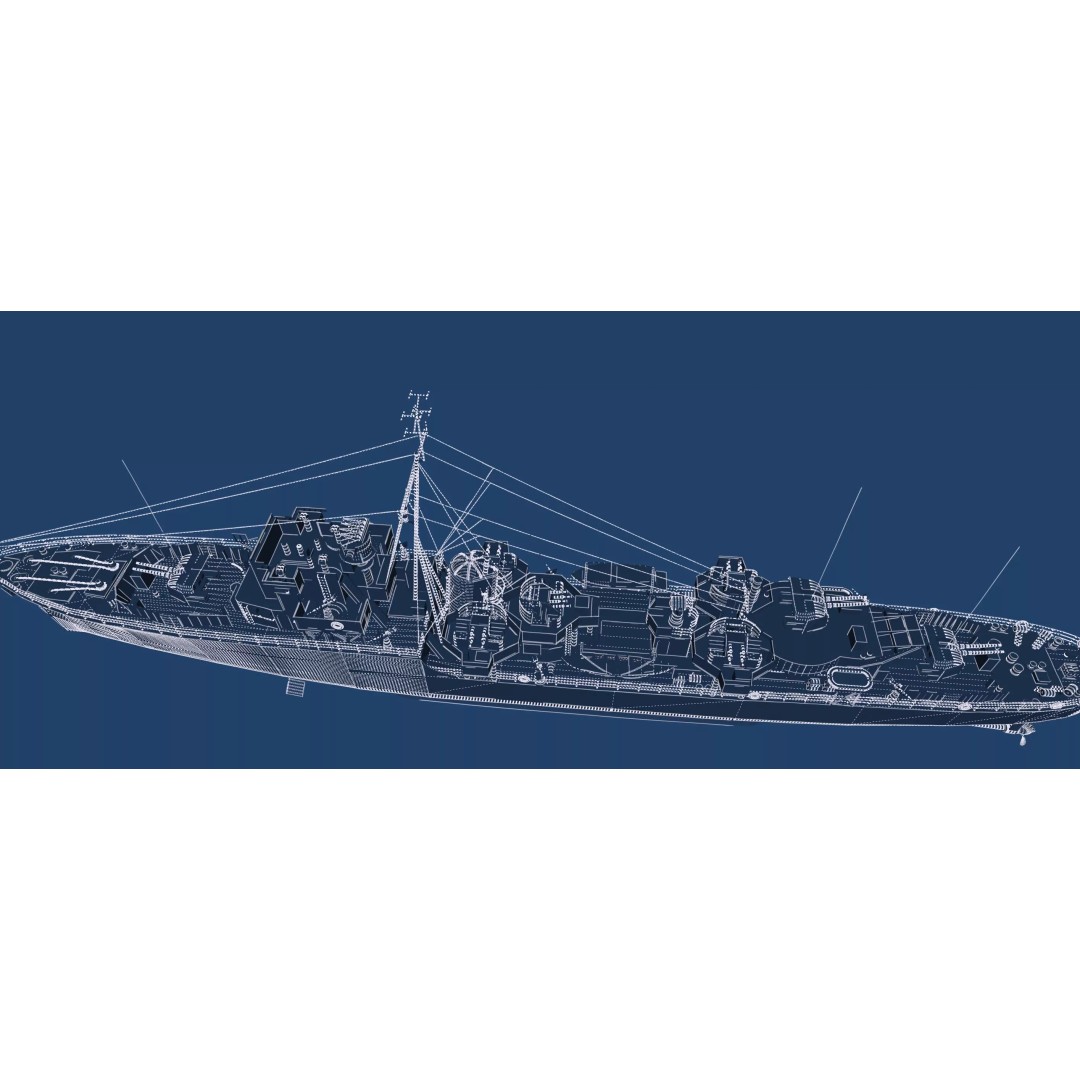 WW2 British Navy Small Destroyer 3D Model – Detailed Military Vessel, FBX/OBJ