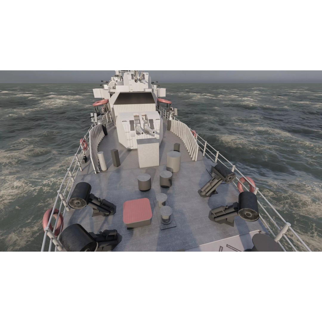 WW2 British Navy Small Destroyer 3D Model – Detailed Military Vessel, FBX/OBJ - View 16