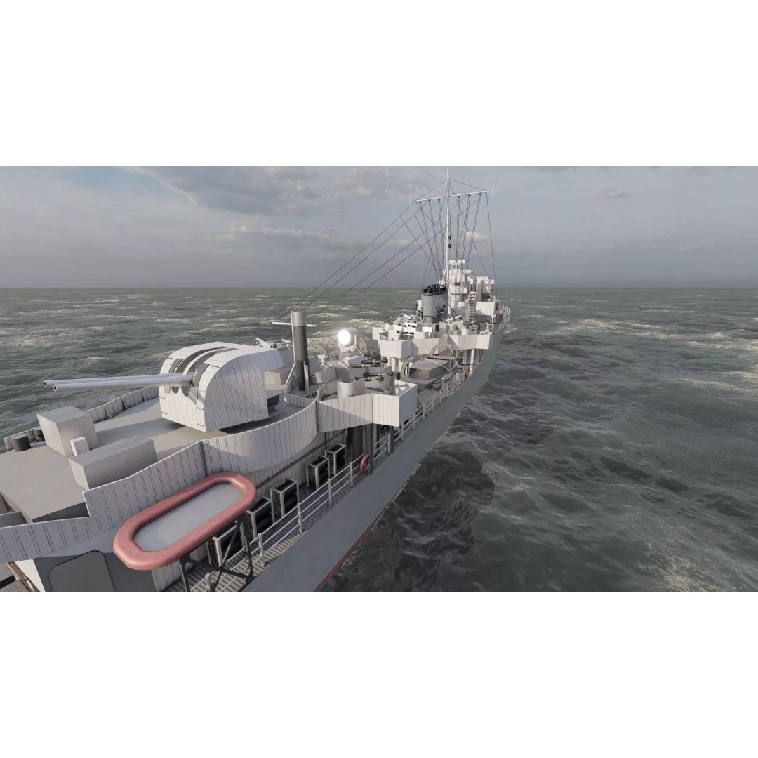 WW2 British Navy Small Destroyer 3D Model – Detailed Military Vessel, FBX/OBJ - View 18