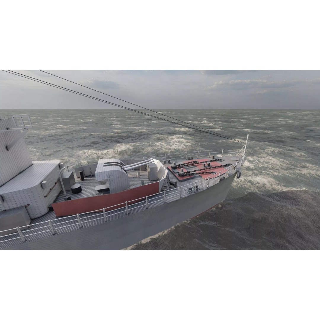 WW2 British Navy Small Destroyer 3D Model – Detailed Military Vessel, FBX/OBJ - View 21