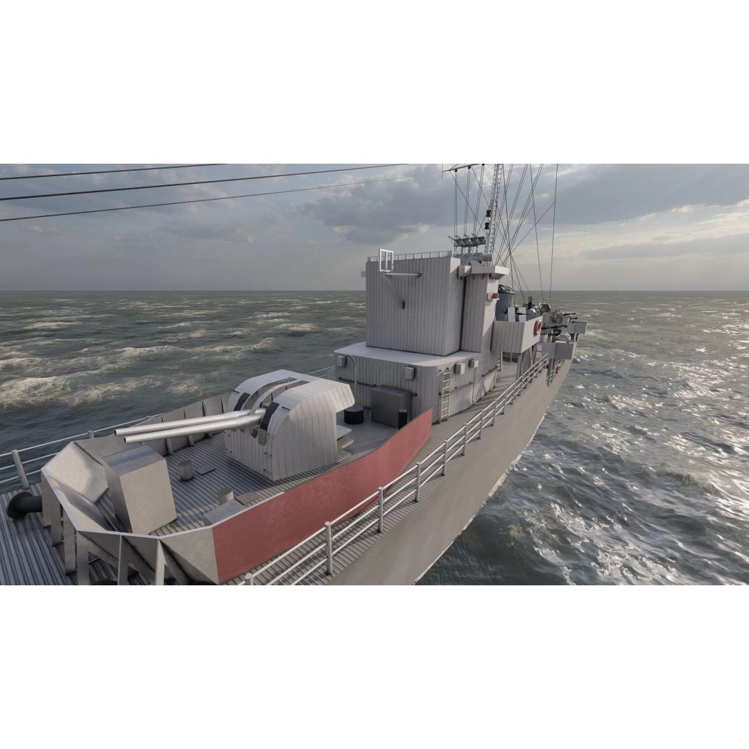 WW2 British Navy Small Destroyer 3D Model – Detailed Military Vessel, FBX/OBJ - View 24