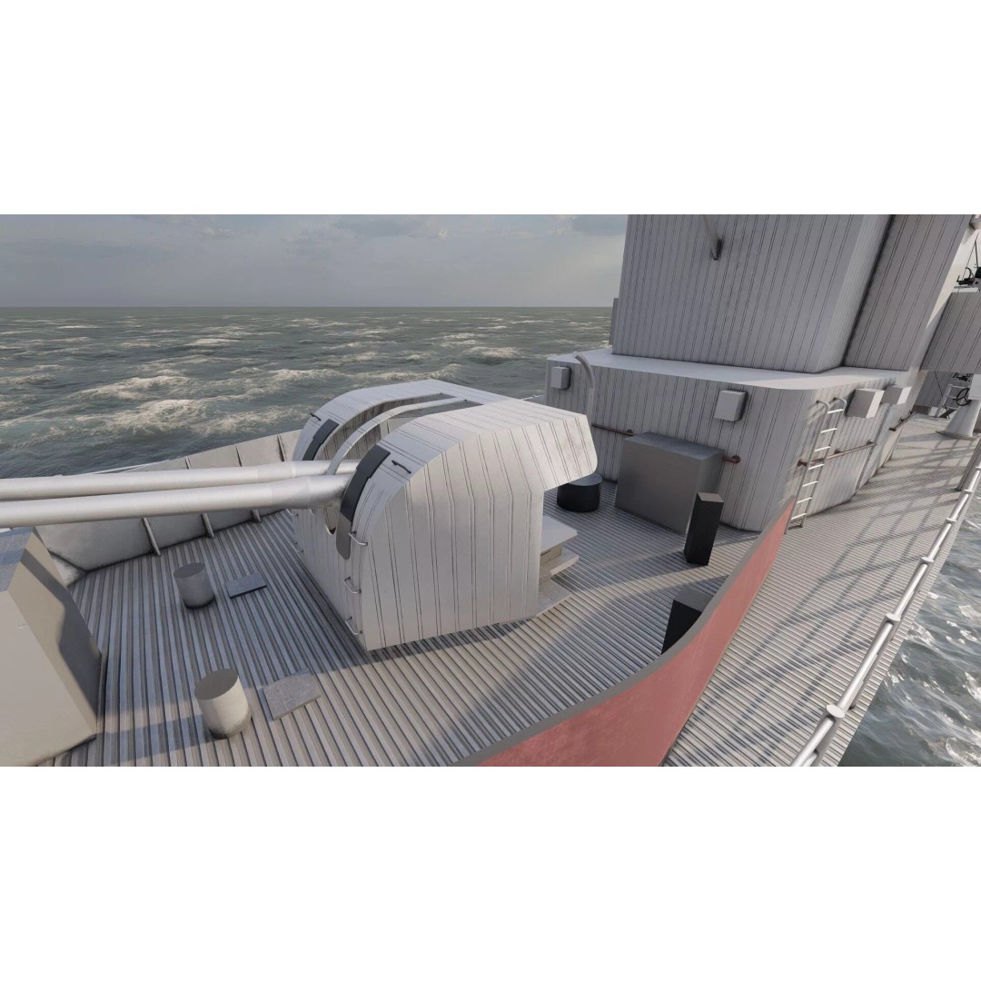 WW2 British Navy Small Destroyer 3D Model – Detailed Military Vessel, FBX/OBJ - View 25