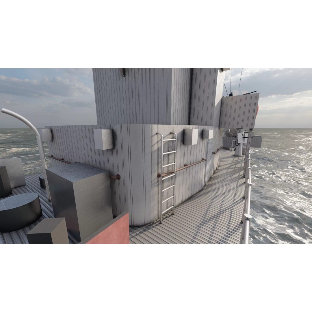 WW2 British Navy Small Destroyer 3D Model – Detailed Military Vessel, FBX/OBJ - View 26