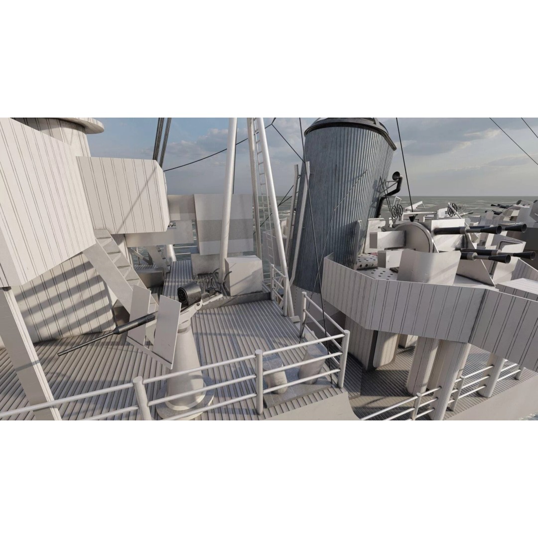 WW2 British Navy Small Destroyer 3D Model – Detailed Military Vessel, FBX/OBJ - View 29