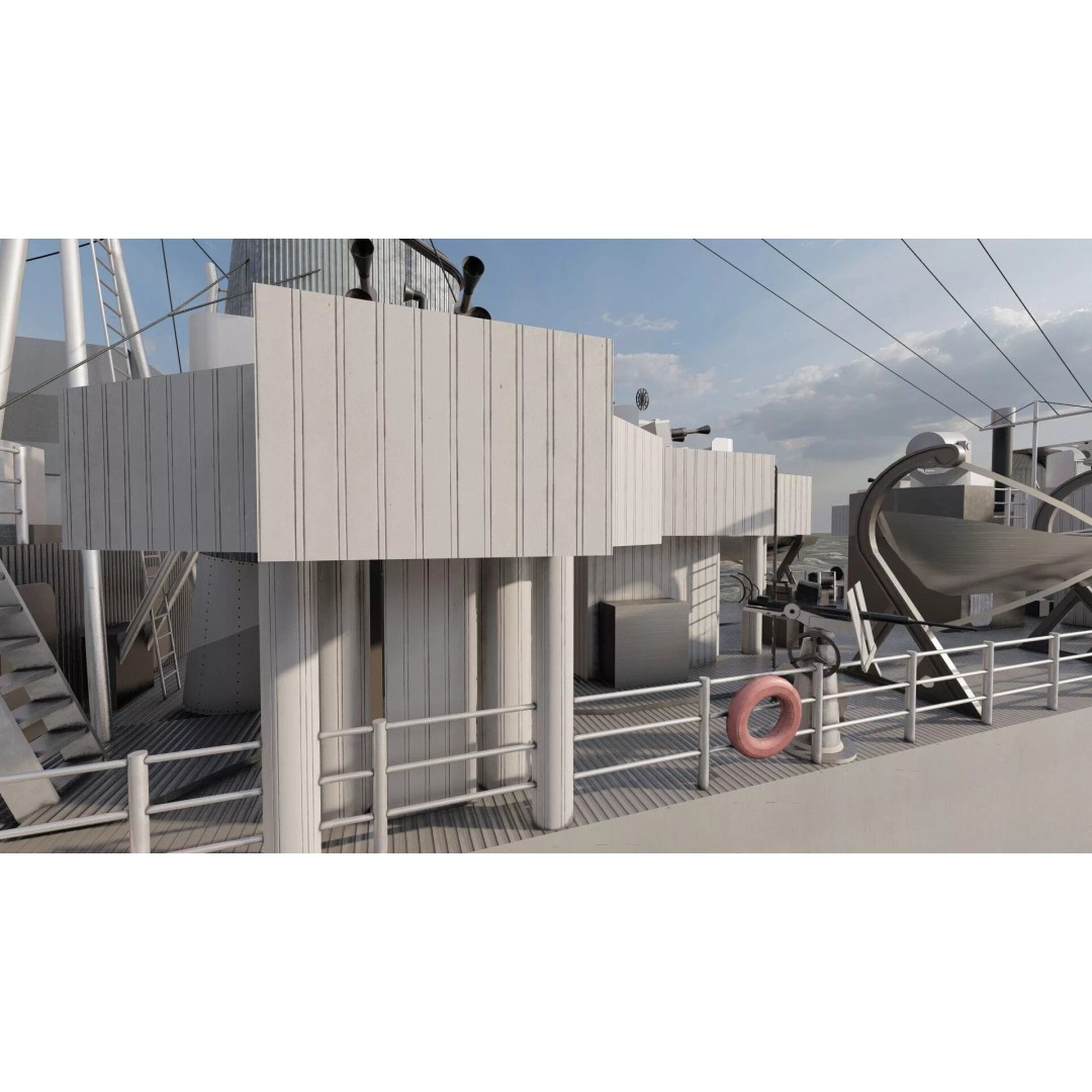 WW2 British Navy Small Destroyer 3D Model – Detailed Military Vessel, FBX/OBJ - View 30