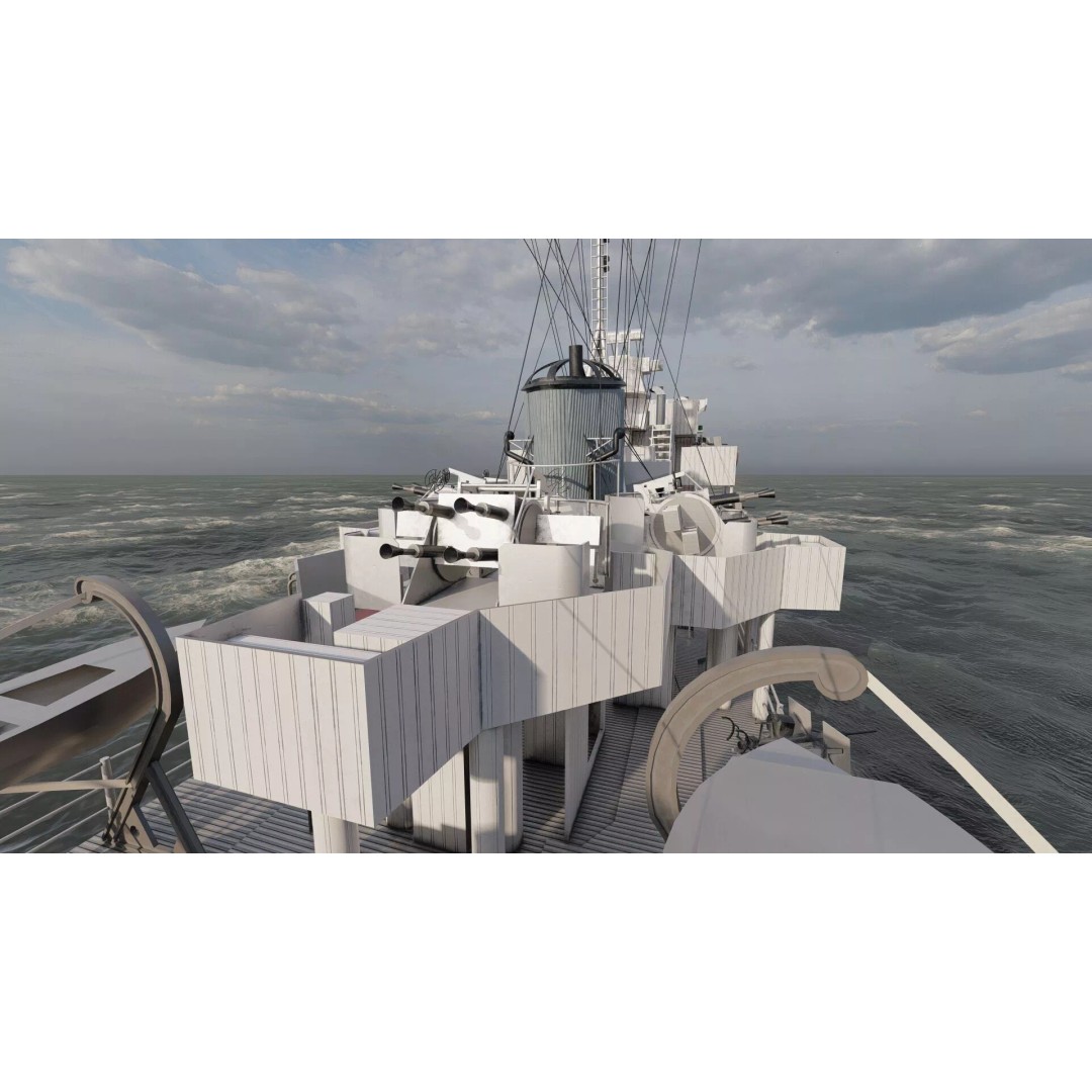 WW2 British Navy Small Destroyer 3D Model – Detailed Military Vessel, FBX/OBJ - View 32