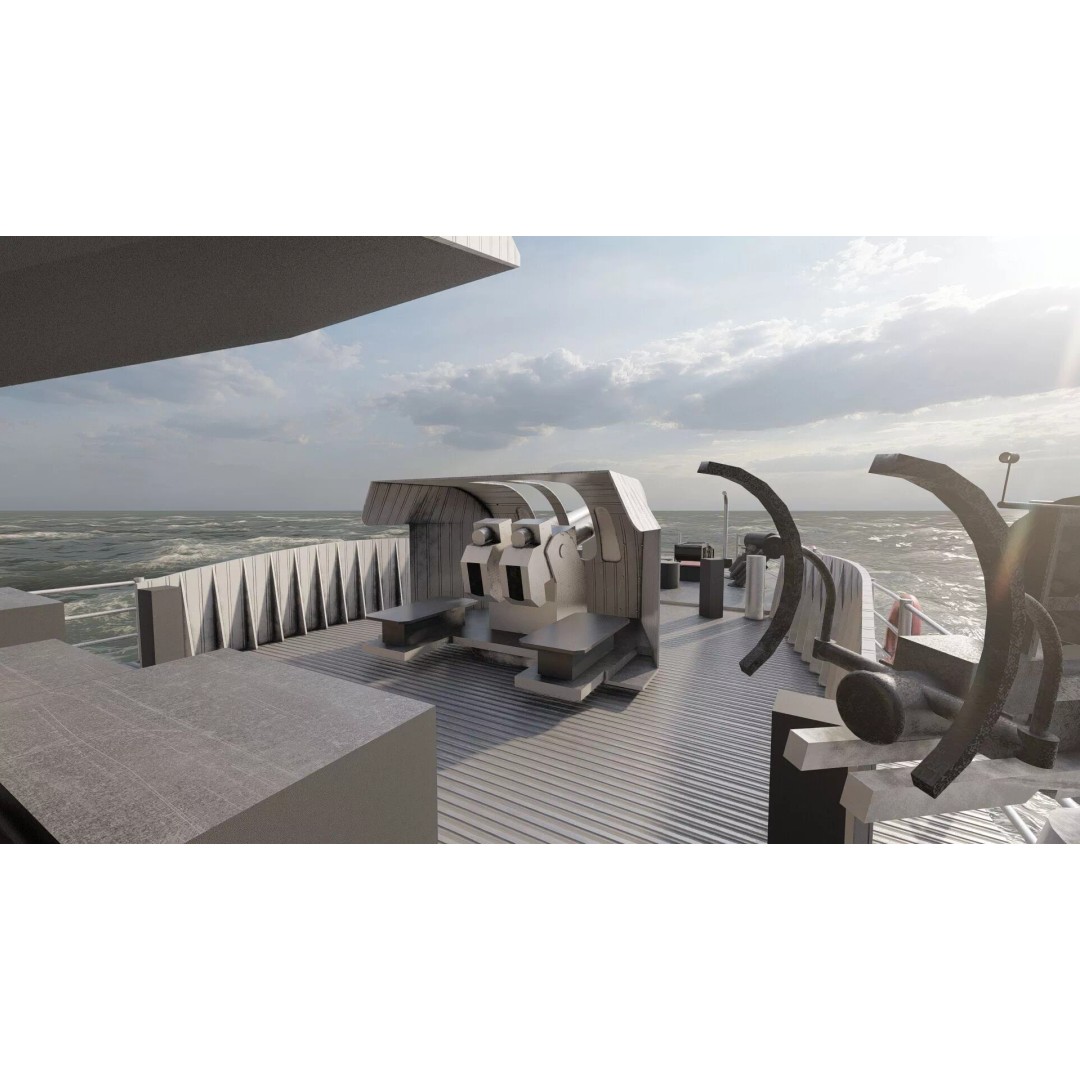 WW2 British Navy Small Destroyer 3D Model – Detailed Military Vessel, FBX/OBJ - View 35