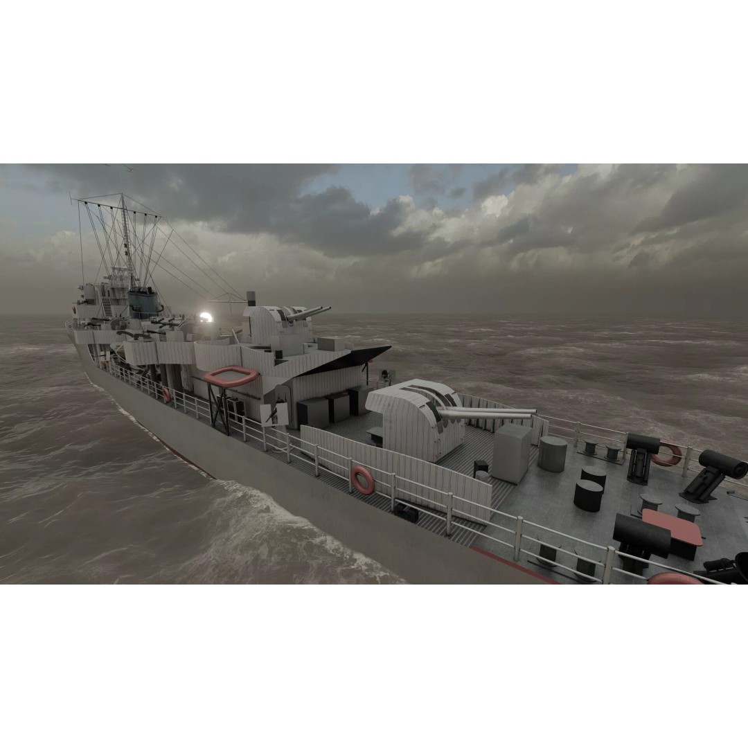 WW2 British Navy Small Destroyer 3D Model – Detailed Military Vessel, FBX/OBJ - View 39