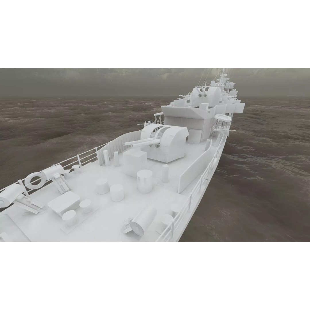 WW2 British Navy Small Destroyer 3D Model – Detailed Military Vessel, FBX/OBJ - View 42