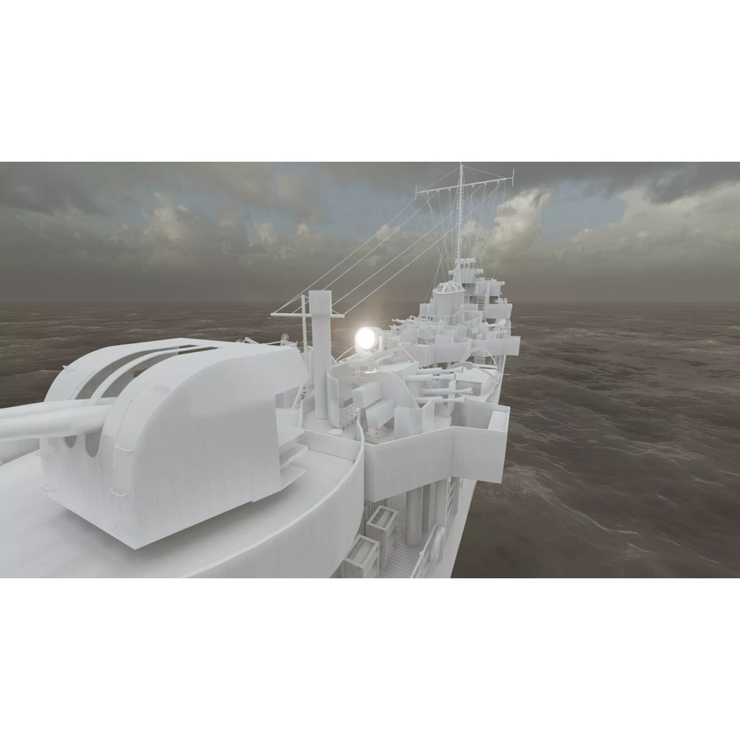 WW2 British Navy Small Destroyer 3D Model – Detailed Military Vessel, FBX/OBJ - View 44
