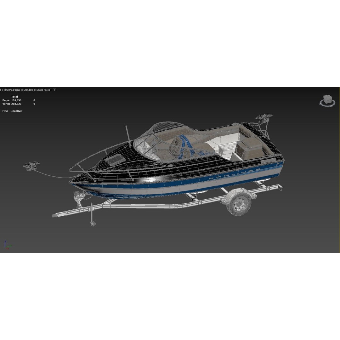 Fishing Boat 3D Model – Sleek Recreational Motorboat, FBX - View 4