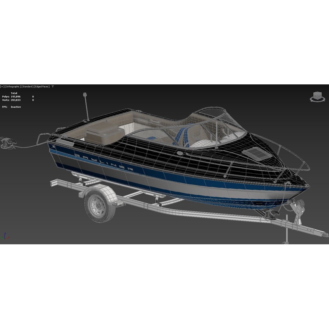 Fishing Boat 3D Model – Sleek Recreational Motorboat, FBX - View 5