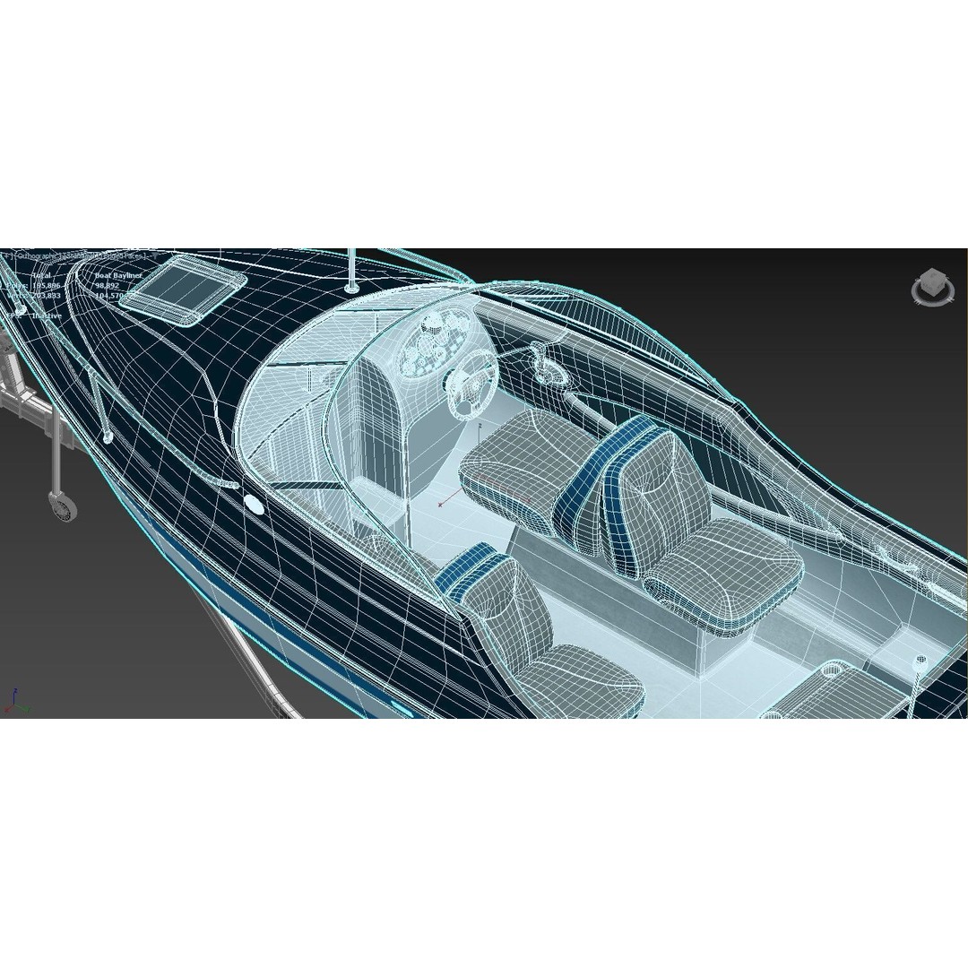 Fishing Boat 3D Model – Sleek Recreational Motorboat, FBX - View 6
