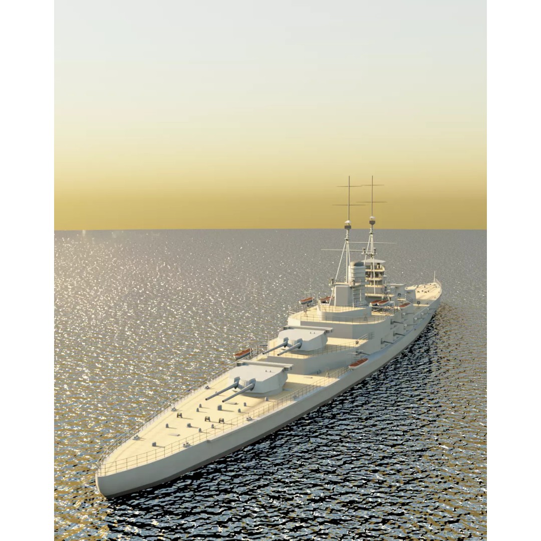 Hansan-class Battlecruiser 3D Model – PBR High Poly Game Asset, FBX