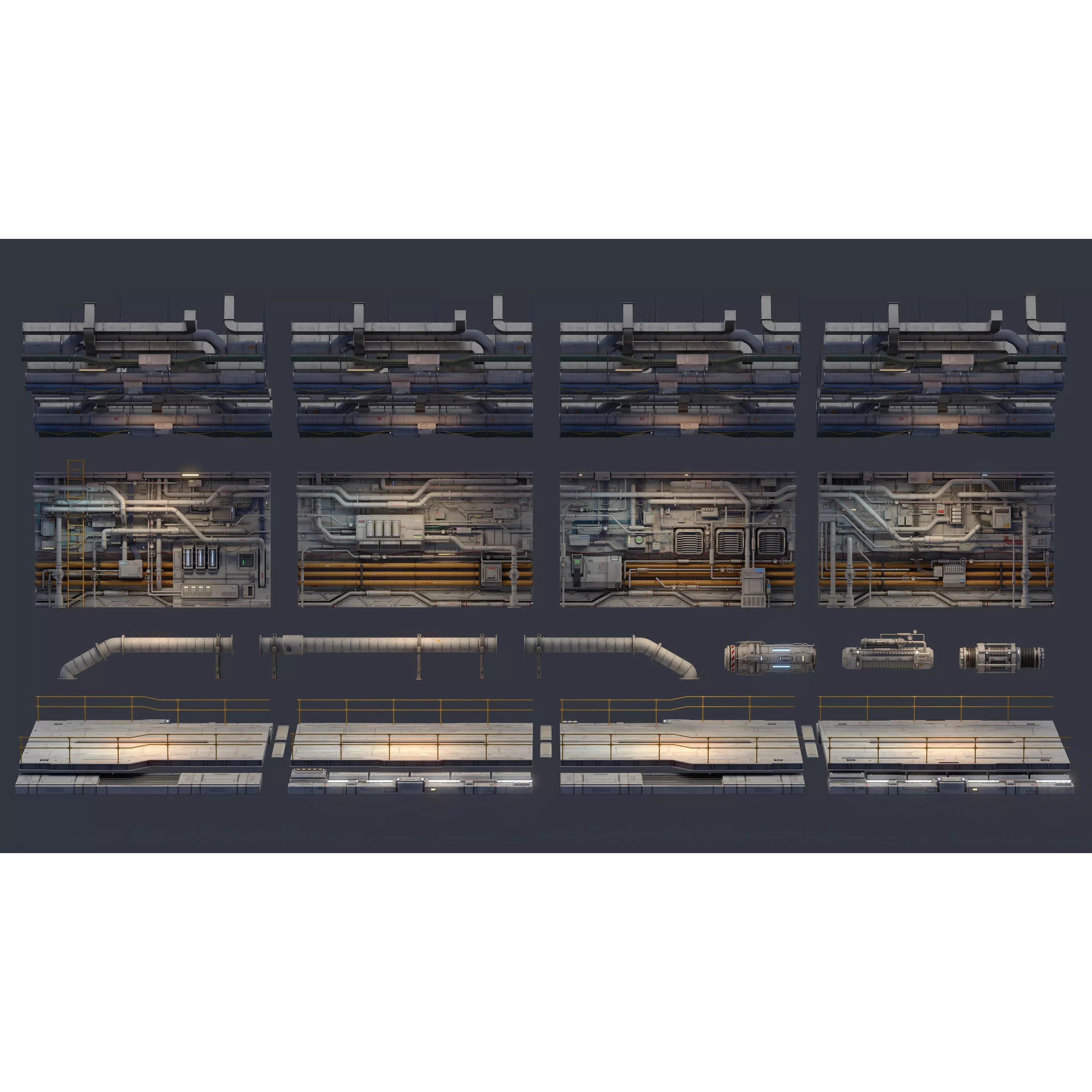 Sci-Fi Architecture Panels Kit Vol 05 - Low-Poly 3D Model - View 12