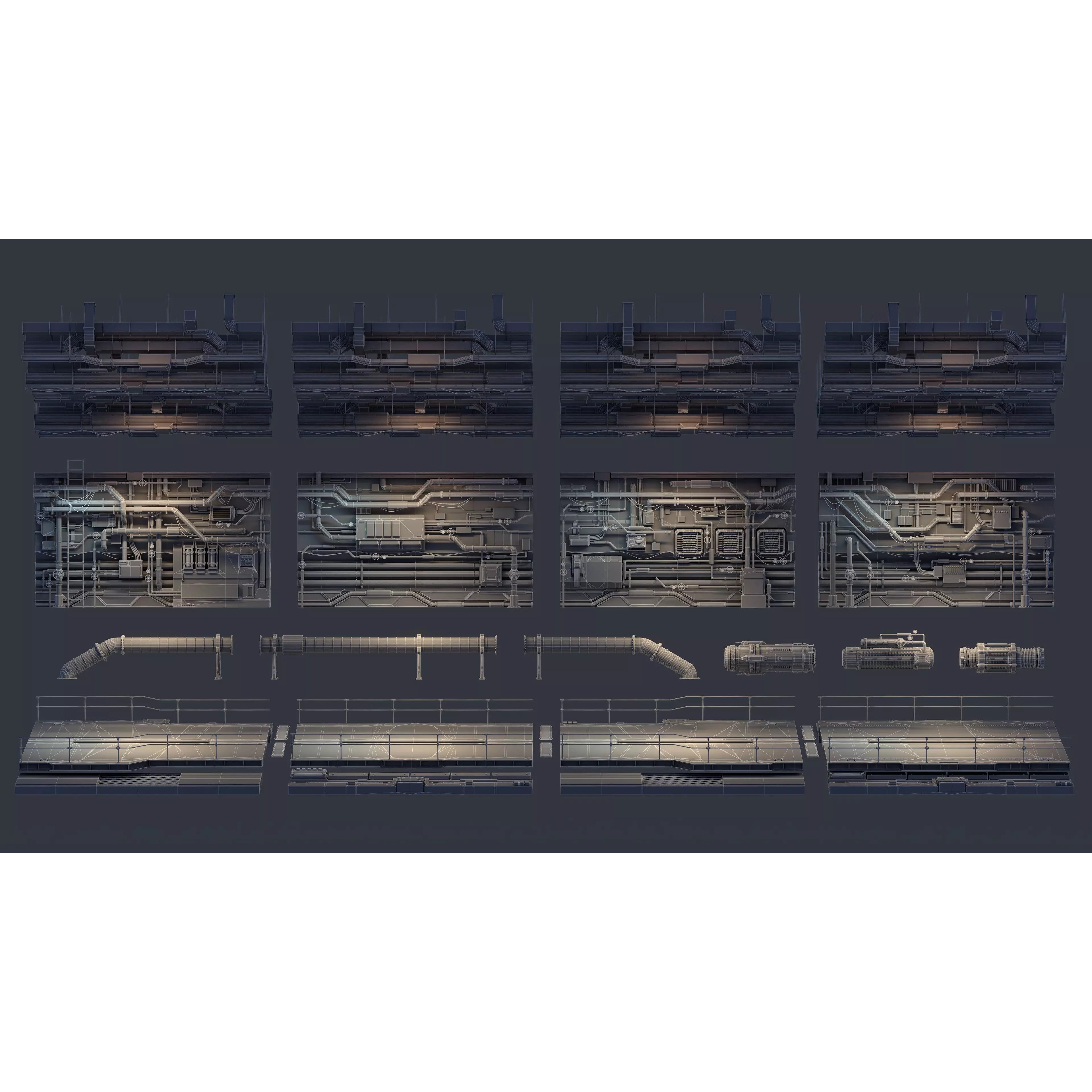 Sci-Fi Architecture Panels Kit Vol 05 - Low-Poly 3D Model - View 13
