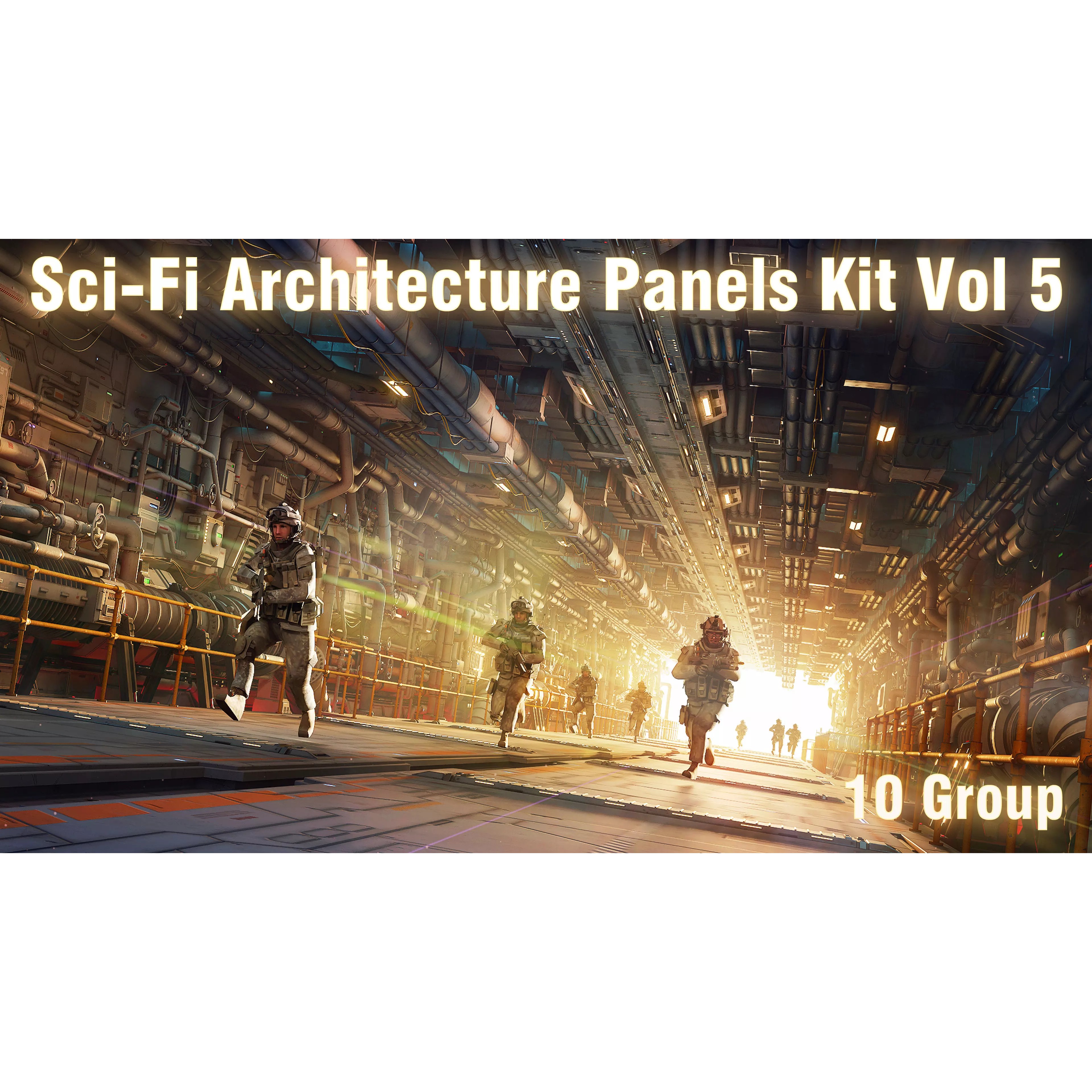 Sci-Fi Architecture Panels Kit Vol 05 - Low-Poly 3D Model - View 2