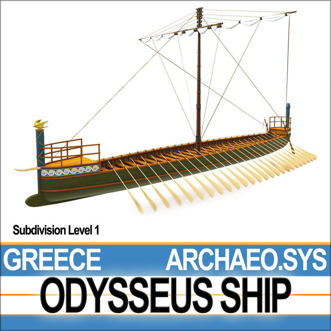 Greek Homeric Odysseus Ship 3D Model – High-Detail Historic Vessel, C4D, OBJ - View 10