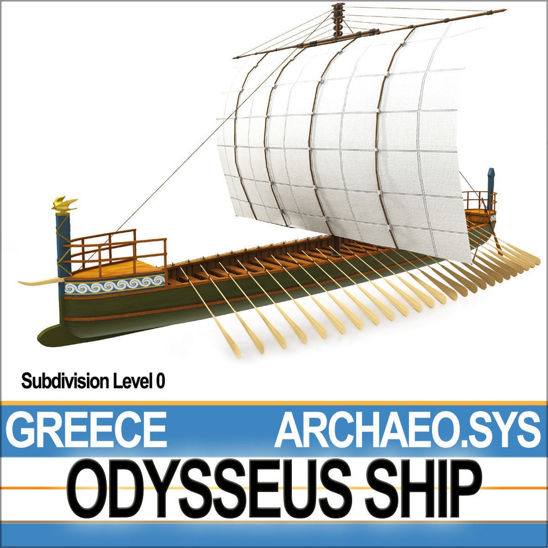 Greek Homeric Odysseus Ship 3D Model – High-Detail Historic Vessel, C4D, OBJ - View 12