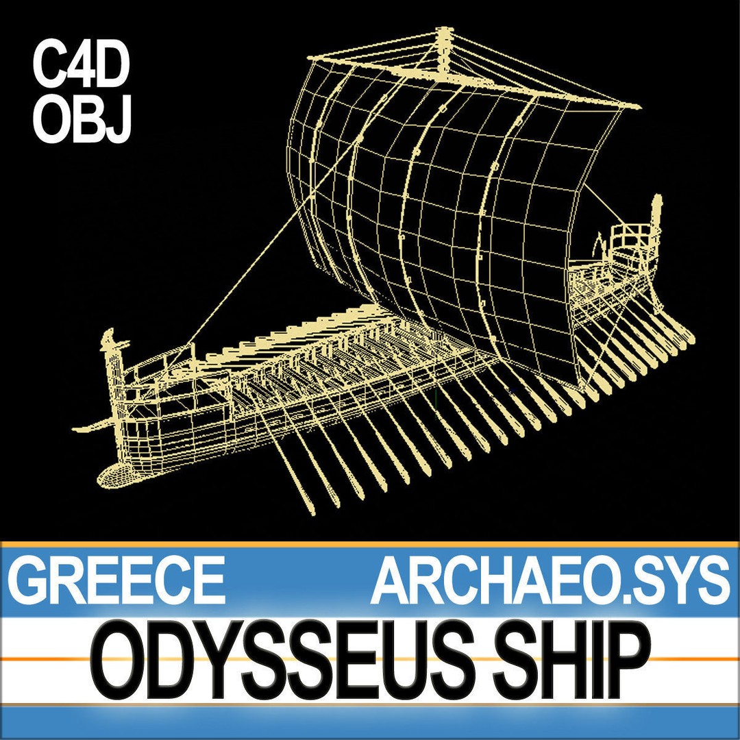 Greek Homeric Odysseus Ship 3D Model – High-Detail Historic Vessel, C4D, OBJ - View 14