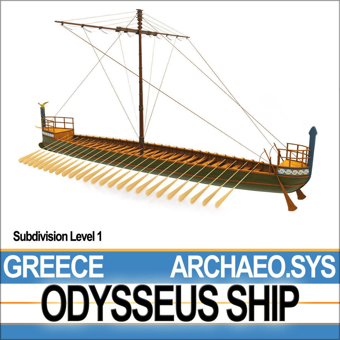 Greek Homeric Odysseus Ship 3D Model – High-Detail Historic Vessel, C4D, OBJ - View 6