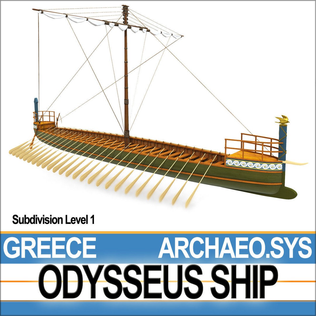 Greek Homeric Odysseus Ship 3D Model – High-Detail Historic Vessel, C4D, OBJ - View 8