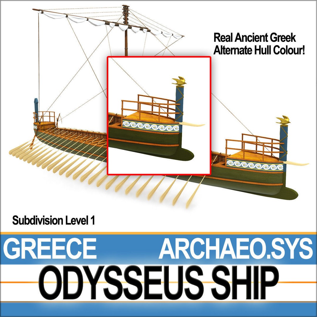 Greek Homeric Odysseus Ship 3D Model – High-Detail Historic Vessel, C4D, OBJ - View 9
