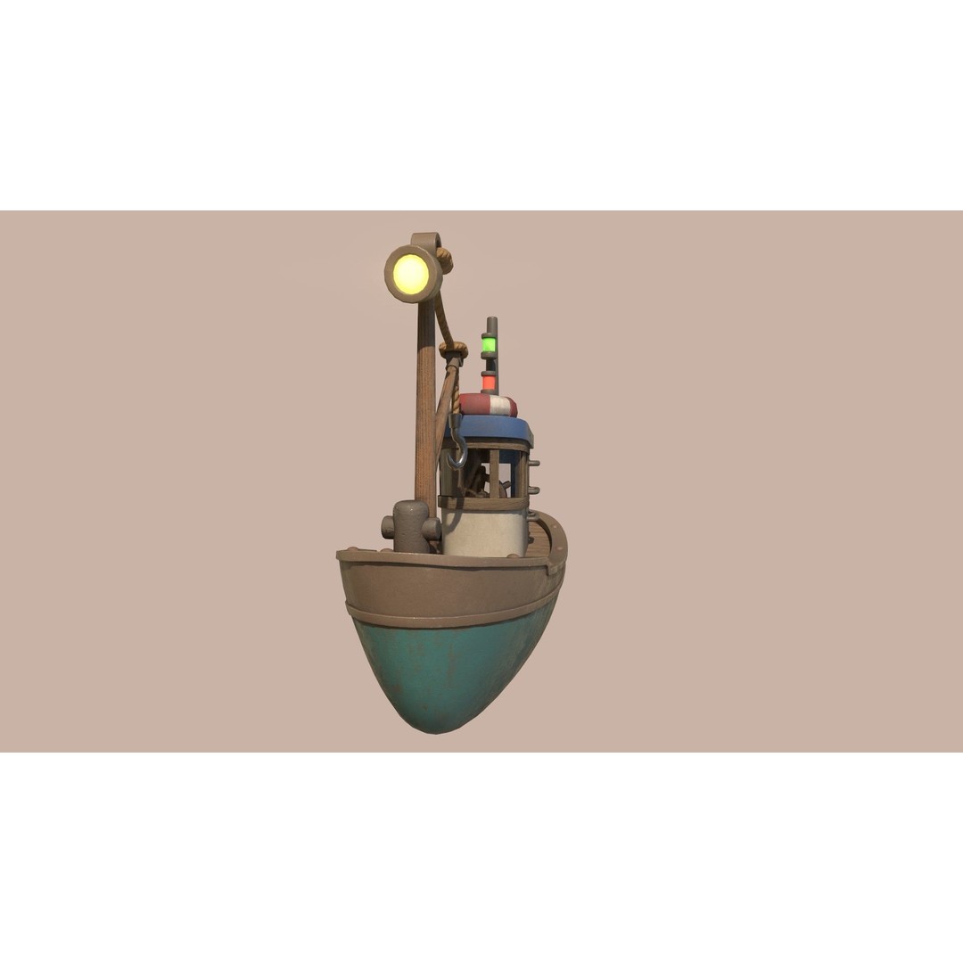 Stylized Fishing Boat 3D Model – Low Poly Game Asset, FBX, PBR - View 10
