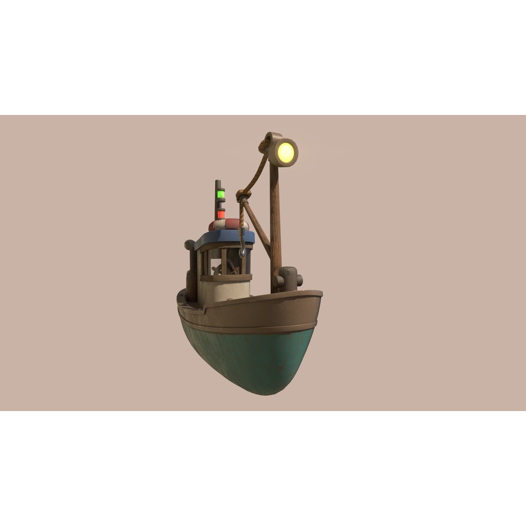 Stylized Fishing Boat 3D Model – Low Poly Game Asset, FBX, PBR - View 14