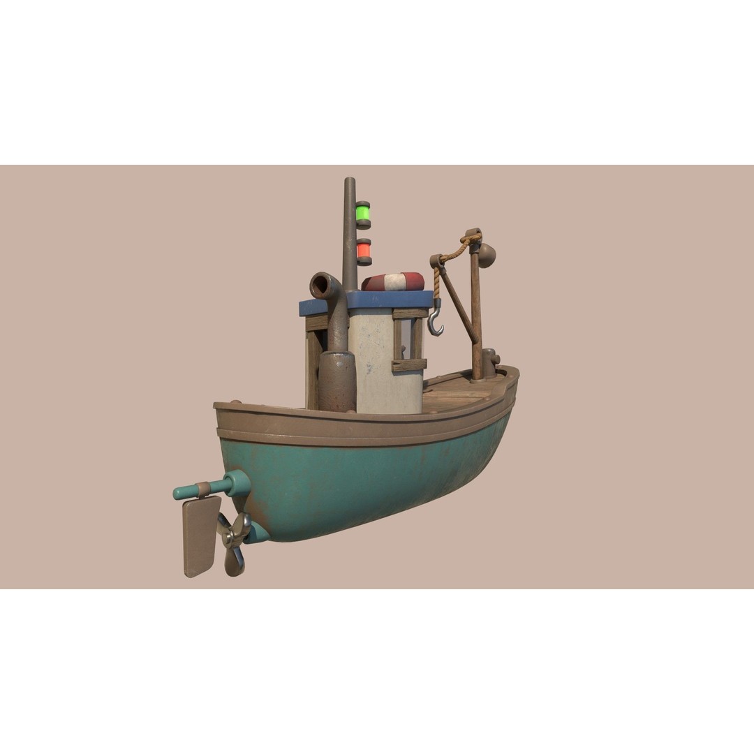 Stylized Fishing Boat 3D Model – Low Poly Game Asset, FBX, PBR - View 18