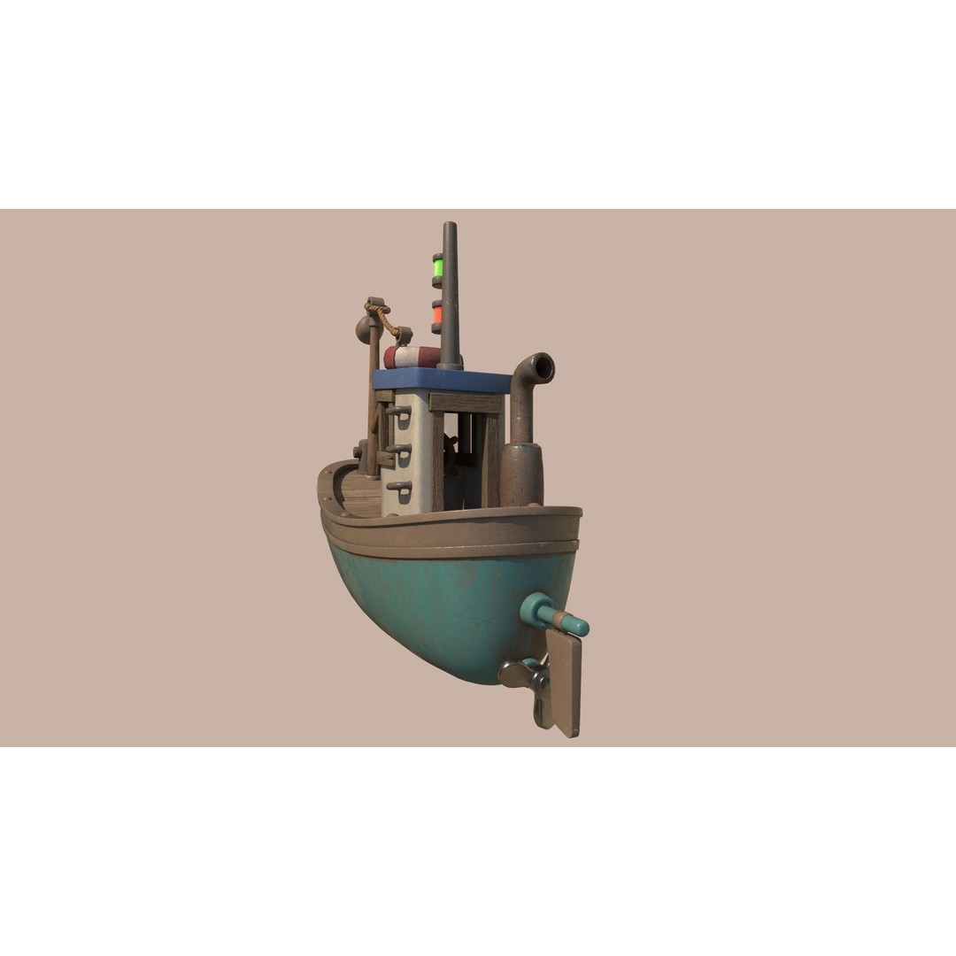Stylized Fishing Boat 3D Model – Low Poly Game Asset, FBX, PBR - View 19