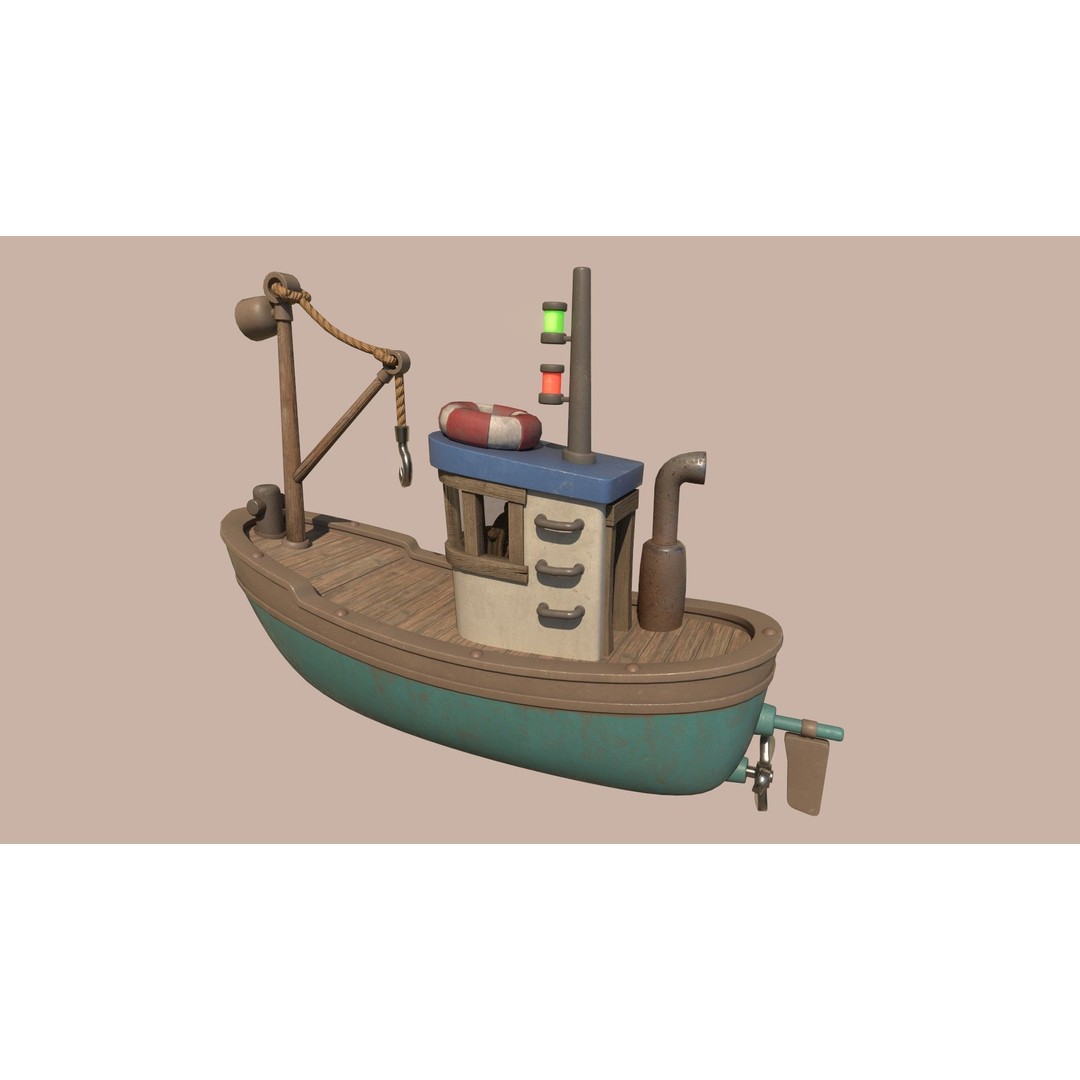 Stylized Fishing Boat 3D Model – Low Poly Game Asset, FBX, PBR - View 5
