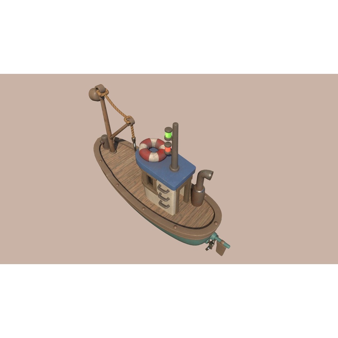 Stylized Fishing Boat 3D Model – Low Poly Game Asset, FBX, PBR - View 8