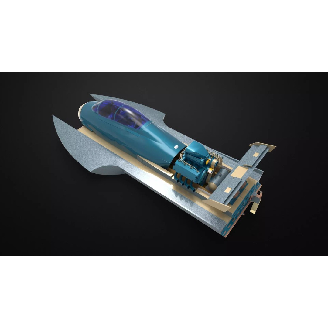 Hydroplane 3D Model – High Poly Watercraft with Textures, FBX - View 2
