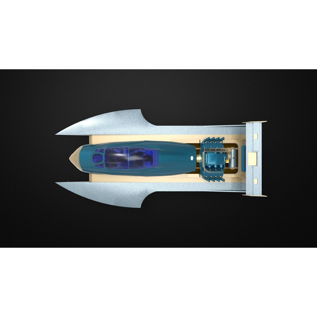 Hydroplane 3D Model – High Poly Watercraft with Textures, FBX - View 3