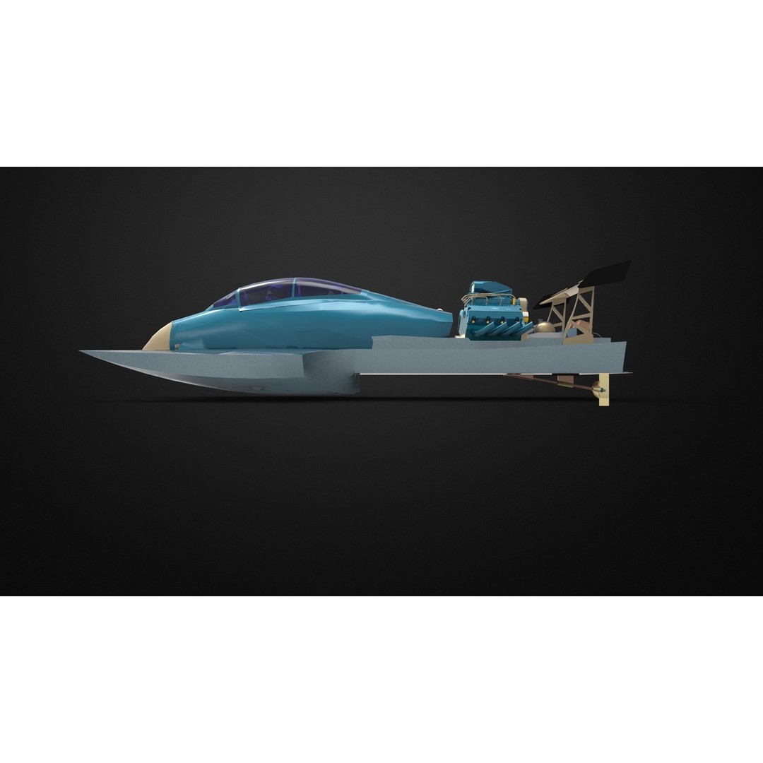 Hydroplane 3D Model – High Poly Watercraft with Textures, FBX - View 4