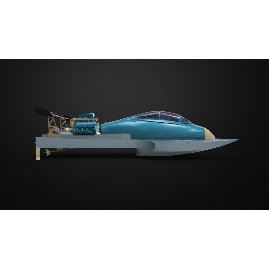 Hydroplane 3D Model – High Poly Watercraft with Textures, FBX - View 5