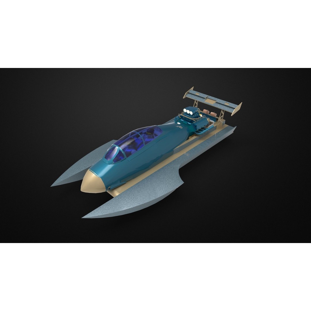 Hydroplane 3D Model – High Poly Watercraft with Textures, FBX - View 8