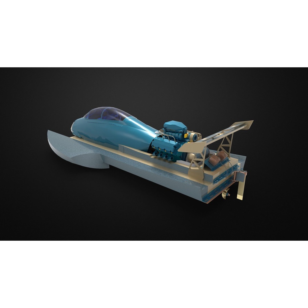 Hydroplane 3D Model – High Poly Watercraft with Textures, FBX - View 9