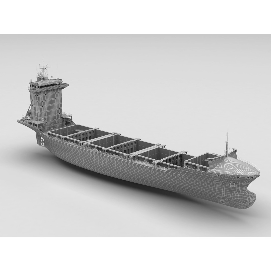 Container Feeder 3D Model – High Detail Industrial Ship, PBR Textures - View 11