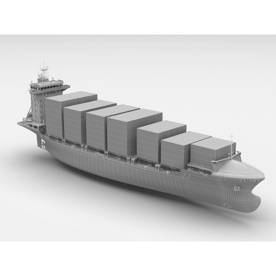 Container Feeder 3D Model – High Detail Industrial Ship, PBR Textures - View 13
