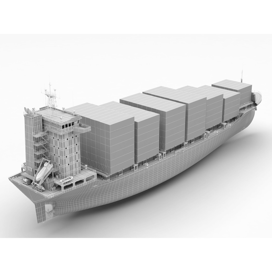 Container Feeder 3D Model – High Detail Industrial Ship, PBR Textures - View 14